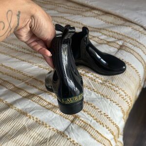 Ralph Lauren Black Glossy Ankle Boots